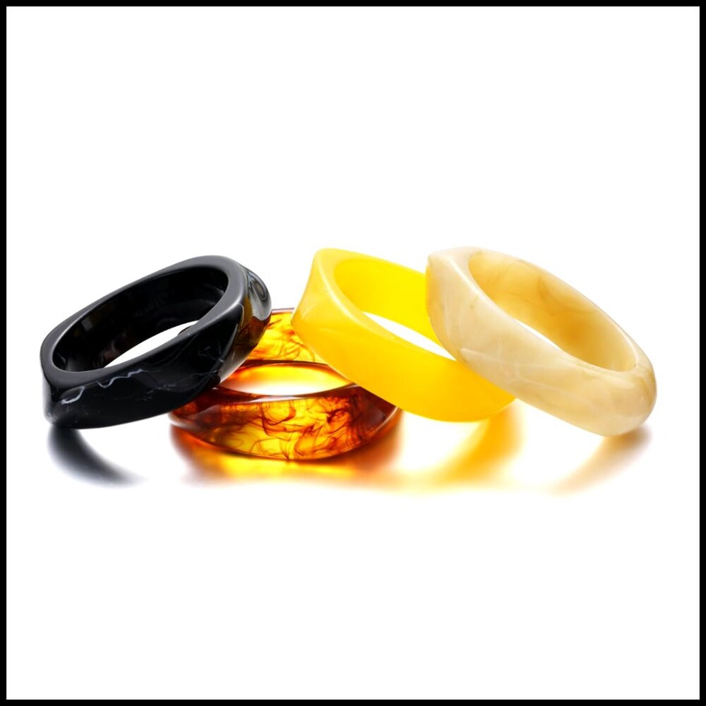Chunky Geometric Acrylic Bangle Bracelet Set Punk Inspired Stackable Wristbands